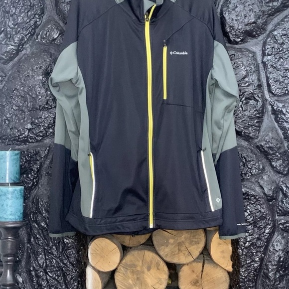Columbia Black and Gray Jacket w/ Yellow Accents- Men’s Omni-Shield Windproof L - Picture 3 of 11